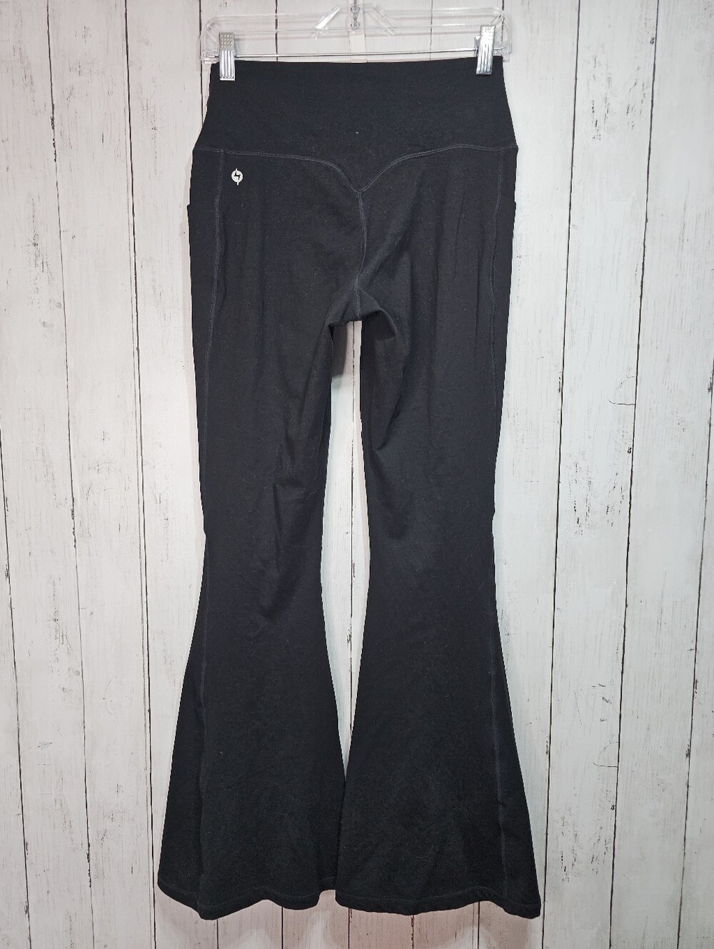 Popflex Women's Black Sculpt Bell Bottom Flare Leggings Pockets Size Large. - Picture 8 of 9